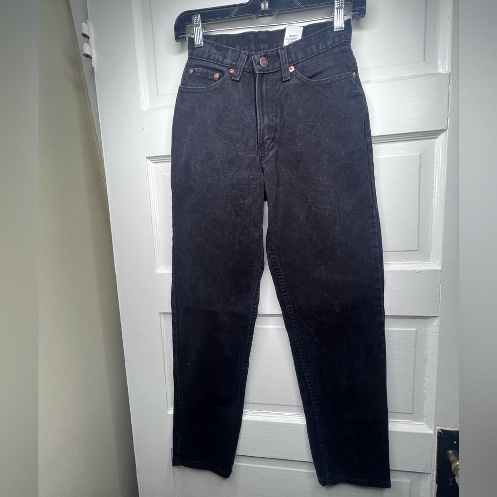 jordache vintage 90s high rise mom dad taper Jeans denim black 3 4 cotton - Picture 2 of 10